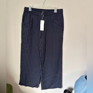 NWT Eileen Fisher Woven Tencel Grain Stripe Cropped Pants Size S
